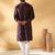 Cotton silk embroidered floral work wine kurta