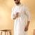 Cotton silk embroidered floral work cream kurta