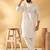 Cotton silk embroidered floral work cream kurta