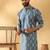 Cotton silk embroidered floral work blue kurta
