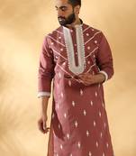 Cotton silk beads work yoke design embroidered sequin mauve kurta