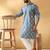 Cotton silk embroidered floral work blue kurta