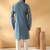 Cotton silk embroidered floral work blue kurta