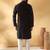 Cotton silk embroidered floral work black kurta