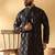 Cotton silk embroidered floral work black kurta