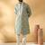 Cotton silk beads work yoke design embroidered sequin green kurta