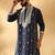 Cotton silk beads work zari embroidered sequin navy blue kurta