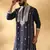 Cotton silk beads work zari embroidered sequin navy blue kurta