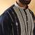 Cotton silk beads work zari embroidered sequin navy blue kurta