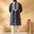 Cotton silk beads work zari embroidered sequin navy blue kurta