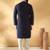 Cotton silk beads work zari embroidered sequin navy blue kurta