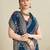 navy blue woven cotton saree with blouse