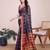navy blue woven cotton saree with blouse
