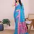 blue woven cotton saree with blouse