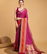 pink woven jacquard saree with blouse