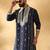Cotton silk beads work zari embroidered sequin navy blue kurta trouser pant