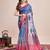 navy blue woven semi linen saree with blouse