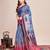 navy blue woven semi linen saree with blouse