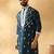 Cotton silk beads work yoke design embroidered sequin blue kurta trouser pant