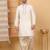 Men linen ethnic motifs embroidered cream kurta with beige salwar