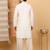 Men linen ethnic motifs embroidered cream kurta with beige salwar