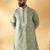 Cotton silk beads work yoke design embroidered sequin green kurta with trouser pant
