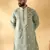 Cotton silk beads work yoke design embroidered sequin green kurta with trouser pant