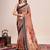 orange woven semi linen saree with blouse