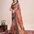 orange woven semi linen saree with blouse