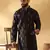 Cotton silk embroidered floral work black kurta with trouser pant