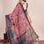 peach woven semi linen saree with blouse