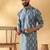 Cotton silk embroidered floral work blue kurta with trouser pant