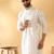 Cotton silk embroidered floral work cream kurta with trouser pant