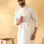 Cotton silk embroidered floral work cream kurta with trouser pant