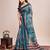 turquoise woven semi linen saree with blouse