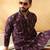 Cotton silk embroidered floral work wine kurta with trouser pant