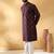 Cotton silk embroidered floral work wine kurta with trouser pant
