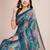 turquoise woven semi linen saree with blouse