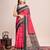 red woven semi linen saree with blouse
