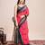 red woven semi linen saree with blouse