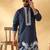Cotton silk embroidered sequin work blue kurta with trouser pant
