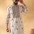 Cotton silk yoke design embroidered sequin peach kurta with trouser pant