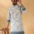 Cotton embroidered sequin chikan floral print thread work white kurta with pyjama