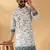 Cotton embroidered sequin chikan floral print thread work white kurta with pyjama