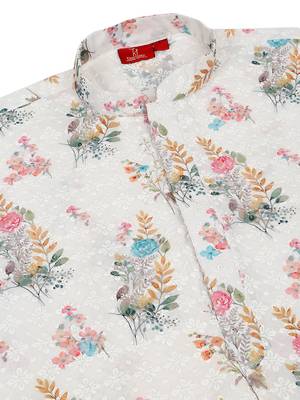 Cotton embroidered sequin chikan floral print thread work multicolor kurta with pyjama 4