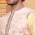 Men silk blend beige floral printed nehru jacket