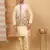 Men silk blend beige floral printed nehru jacket