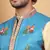 Men silk blend blue floral printed nehru jacket