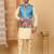 Men silk blend blue floral printed nehru jacket