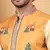 Men silk blend yellow floral printed nehru jacket